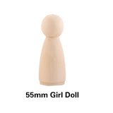 10pc Wooden Doll 65mm-35mm Wooden Blank Peg Dolls Girl Boy DIY Unfinished Doll Maple Rodent Handmade Baby Product Christmas Gift