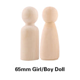 10pc Wooden Doll 65mm-35mm Wooden Blank Peg Dolls Girl Boy DIY Unfinished Doll Maple Rodent Handmade Baby Product Christmas Gift