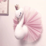 Baby Girl Room Decor Plush Animal Head Swan Wall Home Decoration Baby Stuffed Toys Girls Bedroom Accessories Kids Child Gift