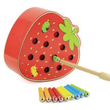 CA Baby Wooden Toys 3D Puzzle Early Childhood Educational Toys Catch Worm Game Color Cognitive Magnetic Strawberry Apple