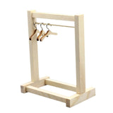 Doll Wooden Clothes Rack Garment Organizer Hangers for Dolls Handbag Clothes