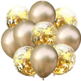 10pcs/lot 12 inch 5PCS Metal Color +5PCS Confetti Latex Balloons Kids Baby Birthday Party Decoration Balloons Cartoon Hat Toy