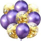 10pcs/lot 12 inch 5PCS Metal Color +5PCS Confetti Latex Balloons Kids Baby Birthday Party Decoration Balloons Cartoon Hat Toy
