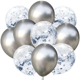 10pcs/lot 12 inch 5PCS Metal Color +5PCS Confetti Latex Balloons Kids Baby Birthday Party Decoration Balloons Cartoon Hat Toy