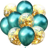 10pcs/lot 12 inch 5PCS Metal Color +5PCS Confetti Latex Balloons Kids Baby Birthday Party Decoration Balloons Cartoon Hat Toy