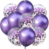 10pcs/lot 12 inch 5PCS Metal Color +5PCS Confetti Latex Balloons Kids Baby Birthday Party Decoration Balloons Cartoon Hat Toy