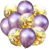 10pcs/lot 12 inch 5PCS Metal Color +5PCS Confetti Latex Balloons Kids Baby Birthday Party Decoration Balloons Cartoon Hat Toy