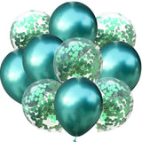 10pcs/lot 12 inch 5PCS Metal Color +5PCS Confetti Latex Balloons Kids Baby Birthday Party Decoration Balloons Cartoon Hat Toy