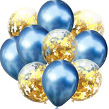 10pcs/lot 12 inch 5PCS Metal Color +5PCS Confetti Latex Balloons Kids Baby Birthday Party Decoration Balloons Cartoon Hat Toy