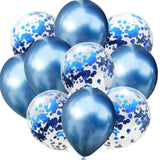 10pcs/lot 12 inch 5PCS Metal Color +5PCS Confetti Latex Balloons Kids Baby Birthday Party Decoration Balloons Cartoon Hat Toy